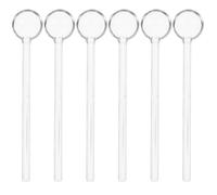6pcs Long Handle Glass Tea Spoon Set, Crystal Coffee Stirring Spoons | Food Grade Glass, Reusable Flatware for Tea and Sugar, Polished Finish for Dessert Tables and Bars