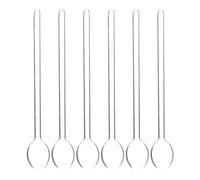 6pcs Long Handle Latte Coffee Dessert Ice Cream Sundae Spoon Clear Glass Stirring Tea Spoon Rod for Espresso, Hot Chocolate, Hot Drinks, 5. 5 inch