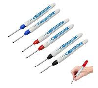 6PCS Long Nib Marker Pen 30mm Permanent Marker Drill Hole Marker Long Head Deep Hole Marker Marking Tool Marking Pen for Marking of Hard to Reach Areas (2 Black and 2 Blue and 2 Red)