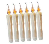 6pcs Long Stick Candle Lights Gold Solar Candles Party Decor Flickering Flameless Bulb Candelabra Candle Light Lamp Candle Lantern Candle Light Ornament Festival Ornament LED White