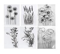 6pcs/lot Dandelion Lavender Poppies Daisy Flowers Leaves Clear Stamp for Decorative Carding Making Scrapbooking Tools