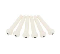 6pcs/lot White ABS Plastic Top Black Dot Acoustic Guitar Bridge Pins, Durable Guitar Pegs Replacement