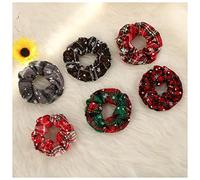 6pcs/lot Women scrunchies for Christmas satin chiffon Girls Hair rope Ties Elastic bands holiday party hair Accessories(China)