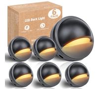 6Pcs Low Voltage LED Deck Lights Warm, 2.5W Landscape Step Stair Railing Light with 18 LED Chips, IP67 Waterproof Outdoor Decking Lighting Garden Fence Light 2700K (Power Supply not Included)