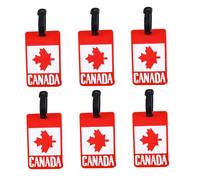 6Pcs Luggage Tag Canadian Flag Silicone Luggage Tags for Suitcases Includes Name Cards with Privacy Cover Silicone Ring for Secure Fastening, Tag