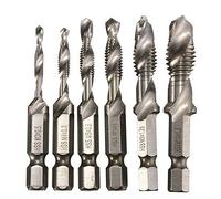 6Pcs M3-M10 Countersink Bit HSS Metric Combination Hex Drill Tap Bit Silver