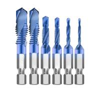 6pcs M3-M10 Screw Tap Drill Bits High-Speed Steel Tap Counter Sink Deburr Metric High Speed Steel 1/4inch Quick Change Hex Tool for Woodworking