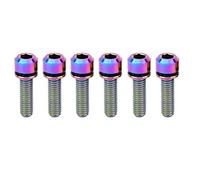 6Pcs M5x18 Titanium Alloy Road Bike Stem Screw, Mountain Bicycle Stem Bolt with Washer, High Strength Lightweight Anti - Rust Fixing Screw for Brake Lever Seat Tube Clamp (Blue)