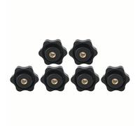 6PCS M6 x 38mm Plastic and Brass Clamping Knob Nuts with Star Grip, for Manual Adjustment in Mechanical Engineering and Industrial Equipment, Black