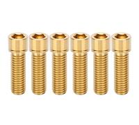6pcs M8x25mm Headset Stem Screw Handlebar Bolt Titanium Alloy Bicycle Spare Part Accessory High Strength Lightweight Durable CNC Machined for Mountain Road Bikes Cycling (Golden)