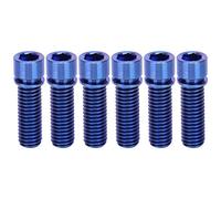 6pcs M8x25mm Titanium Alloy Headset Stem Screw, Bike Handlebar Bolt Set, Lightweight Corrosion - Resistant Bicycle Spare Part Accessory for Road and Mountain Bikes (Blue)