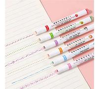 6PCS Magic Border Pen, Gracegrip Magic Border Pens, Border Design Pens, Curve Highlighter Pens Set, Colored Curve Pens, Highlighters Flownwing Flair Pens with 6 Different Curve Shapes for Writing