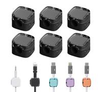 6PCS Magnetic Cable Clips, Charging Cable Magnetic Organizer Storage Holder, Cable Holder Self-Adhesive, Cable Organizer Self-Adhesive for Desk, Bedside Table (Black)