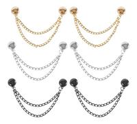 6pcs Magnetic Clothing Clips, Clothing Pins with Chain Multi-Function Magnetic Button Clips Removable Metal Strong Pinless Brooch for Scarves Hijab Pants Sleeves of Shirts (Convex Heart)