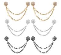 6pcs Magnetic Clothing Clips, Magnet Clothing Pins with Chain Multi-Function Magnetic Button Clips Metal Strong Magnet Pinless Brooch for Scarves Hijab Pants Sleeves of Shirts (Spherical)