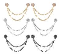 6pcs Magnetic Clothing Clips, Magnet Clothing Pins with Chain Multi-Function Magnetic Button Clips Metal Strong Magnet Pinless Brooch for Scarves Hijab Pants Sleeves of Shirts (Round Rose)