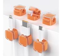 6PCS Magnetic Cord Organizer, 2024 New Cord Organizer, Cord Holder for Nightstand, Magnetic Cable Clips, Strong Adhesive Charging Cable Keeper, Clip Holder (Orange)