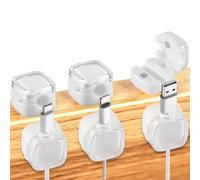 6pcs Magnetic Cord Organizer Clips, Self Adhesive Holder Desk Cable Management Cord Organizer Phone Charger Wire Holder Desk Clips for Home Wall Office (White)