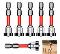 6Pcs Magnetic Drywall Screw Setter Bits, 1/4" Hex Shank Drywall Screw Bit PH2, Plasterboard Screw Bits for Electric Drill & Driver Positioning(50mm)