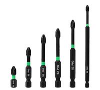 6pcs Magnetic Screwdriver Bit Set, Ph2 Magnetic Screwdriver Bit Set Anti-Slip Screw Extractor Cross Slot Screwdriver for Electric Screwdriver Impact Drill, Length 25-150mm