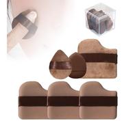 6Pcs Makeup Powder Puff Set, Chocolate Biscuit Powder Puff With Finger Holder Strap Fingertip Makeup Sponge Pad for Cream Concealer Eyeshadow, Makeup Puff Set for Foundation Loose Powder (Brown-1 Set)