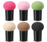 6PCS Makeup Sponges for Foundation, Mini Mushroom Shaped Blender Makeup Applicator Sponge for Women, Colorful Cushion Puff for Creams Powders Concealers with Handle