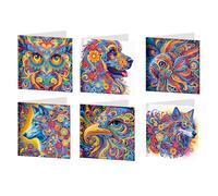 6pcs Mandala Flowers and Animals DIY Diamond Painting Greeting Card Kits with Envelopes Diamond Art Greeting Cards Diamond Art Cards Kits for Adults DIY Crafts Family Friend Gifts