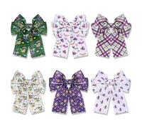6PCS Mardi Gras Hair Bow Clips for Women Mask Crown Fleur de Lis Hair Bows Ribbons Barrettes Carnival Mardi Gras Outfits Accessories Fat Tuesday Parade Party Favors Gifts (Pattern A)