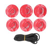 6pcs Marine D - Ring Pad Patch with Bungee Cord | Stainless Steel Pull Ring for Inflatable Boat/Kayak/Canoe | Strong PVC & Nylon, Protective Against Oxidation, Secure Fixing (Red)