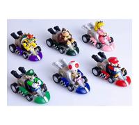 6pcs Mario Kart Cars Pull Backs Figures, Mario, Luigi, Princess Peach, Bowser, Toad, Donkey Kong Perfect Mario Cake Topper Decorations