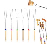 6PCS Marshmallow Toasting Forks Kit,32" Extendable Marshmallow Sticks,Stainless Steel Barbecue Forks Smores Kit for BBQ and Campfire,S'Mores Maker,Camping Campfire Fire Pit Accessories
