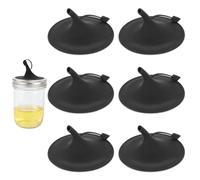 6pcs Mason Jar Spouts with Dust-Proof Lids for 80mm/3.15in Wide Mouth Mason Jars, Silicone Jar Lids BPA-Free & Leak-Proof Free Flow Oil Spout (Black)