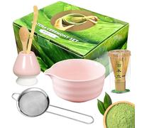 6Pcs Matcha Tea Whisk Set,Ceramic Matcha Set with Bamboo Whisk,Bowl with Spout,Ideal Matcha Spoon Whisk Holder and Bowl Set Perfect Matcha Starter Gift for Beginners and Enthusiasts