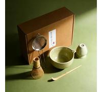 6Pcs Matcha Whisk and Bowl Set, Complete Japanese-Style Tea Starter Kit with Spoon, Holder & Bowl with Spout for Beginners & Tea Lovers