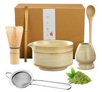 6Pcs Matcha Whisk Set, Ceramic Matcha Bowl and Whisk, Matcha Spoon, Whisk Holder, Filter, Reusable Matcha Tea Set, Matcha Making Kit for Traditional Japanese Tea Ceremony, Matcha Starter Kit (White)