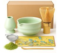 6Pcs Matcha Whisk Set - Elegant Matcha Kit with Ceramic Bowl, Bamboo Whisk, Thoughtful Spout Design, and Easy-to-Clean Features, Providing You with The Perfect Tea Experience, Ideal for Home
