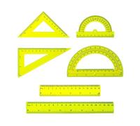 6PCS Math Set Featuring Transparent Plastic Rulers, Dual Protractors, and Triangle Measuring Tools for Precise Angles (Yellow)