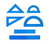 6PCS Math Set Featuring Transparent Plastic Rulers, Dual Protractors, and Triangle Measuring Tools for Precise Angles (Blue)