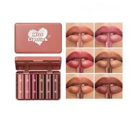 6Pcs Matte Lip Liner and Lipstick Set, Brown Lip Liner, Gradient 2-in-1 Nude Lipstick Long Lasting, Ombre Velvety Smudge-Proof & Waterproof Matte Lipsticks, Mini Lips Pencil Kit for Older Women