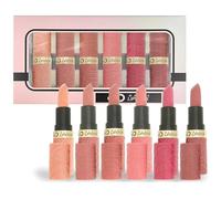 6Pcs Matte Lipstick Makeup Set- Nude Pink Brown Rose Red Mauve Light to Dark Velvet Lipstick for Women Long Lasting Waterproof Lip Stain Makeup Gift Sets (6Pcs 4D Lipstick Set)