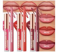 6Pcs Matte Liquid Lipstick Lip Liner Set Velvety Nude Lipstick Waterproof Non-Stick Cup Not Fade Liquid Lipstick Lipliner Make Up Gift Set (New SetB)