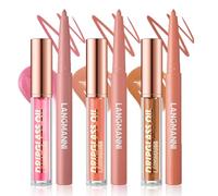 6Pcs Matte Liquid Lipstick Lip Liner Set Velvety Nude Lipstick Waterproof Non-Stick Cup Not Fade Liquid Lipstick Lipliner Make Up Gift Set (New SetA)