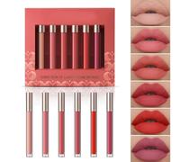 6Pcs Matte Liquid Lipstick Makeup Set Lasting Wear None Stick Cup Not Fade Waterproof Lip Gloss Makeup Gift Kit Tints Gloss Long Lastings Waterproof