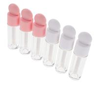 6pcs Matte Refillable Lip Gloss Tubes Empty Cosmetic Containers | ABS Build, White and Pink Six Piece Set, Ergonomic Shape, Sample Making, Everyday Occasions