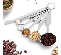 6PCS Measuring Spoons Set, 5 Pcs Stainless Steel Spoon and 1 Measuring Ruler with Marked 1/8TSP 1/4TSP 1/2TSP 1TSP 1Tbsp Stainless for DIY Baking Cooking Kitchen Measure Dry Liquid Ingredients