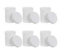 6pcs Medicine Pill Bottles with Caps, Plastic Wide Mouth | White Set of Six, Screw Cap and Rounded Corners, for Work or Travel Use