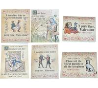 6pcs Medieval Valentines Cards,Old English Meme Greeting Cards with Envelope,Vintage Manuscript Style Humorous Romance Card,for Valentines Day Anniversary
