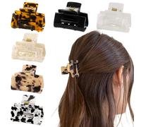 6Pcs Medium Hair Claw Clips French Acrylic Jaw Clips Strong Hold Non-Slip Hair Clip for Thick Thin hair Stylish Mermaid Color Tortoise Shell Leopard Print Hairpin Hair Accessories for Women Girls