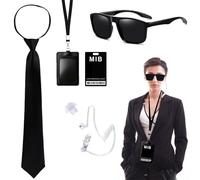 6Pcs Men in Black Costume, Men In Black Costume Accessories,Men's Agent Costume Accessories,Agent Costume Accessories Set,Secret Security Guard Outfit Kit,for Teens Adults Christmas Halloween Cosplay