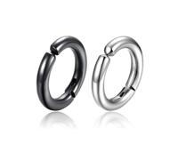 6pcs Men round Ear Clips Black Titanium Steel Non-piercing Jewelry | Creative Stylish Finish, Multi-purpose Wear, for Work and Occasion, Contemporary Black Look